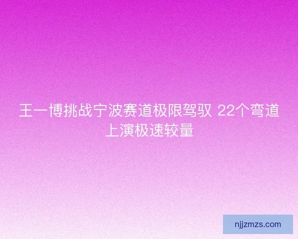 王一博挑战宁波赛道极限驾驭 22个弯道上演极速较量